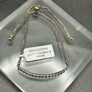 925 Sterling Silver Diamond Lined Bolo Adjustable Bracelet #861 New with Tag!